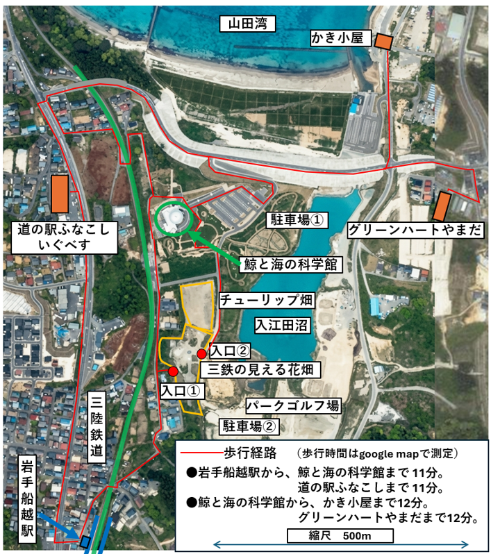 岩手船越周辺の回遊マップ